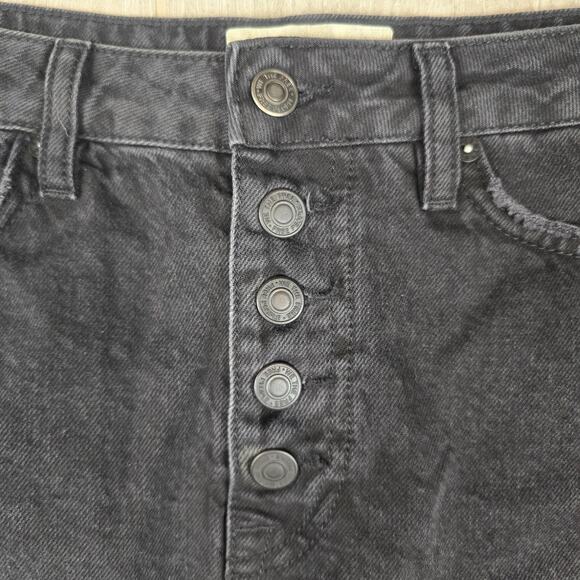 We The Free People Denim A-Line Skirt Distressed In Black 100% Cotton Size 29 - Picture 2 of 7